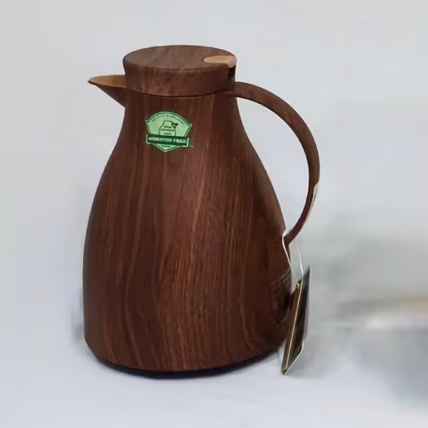 فلاسک شیشه دار  1.5 لیتر اولترا طرح چوب قهوه ای سوخته