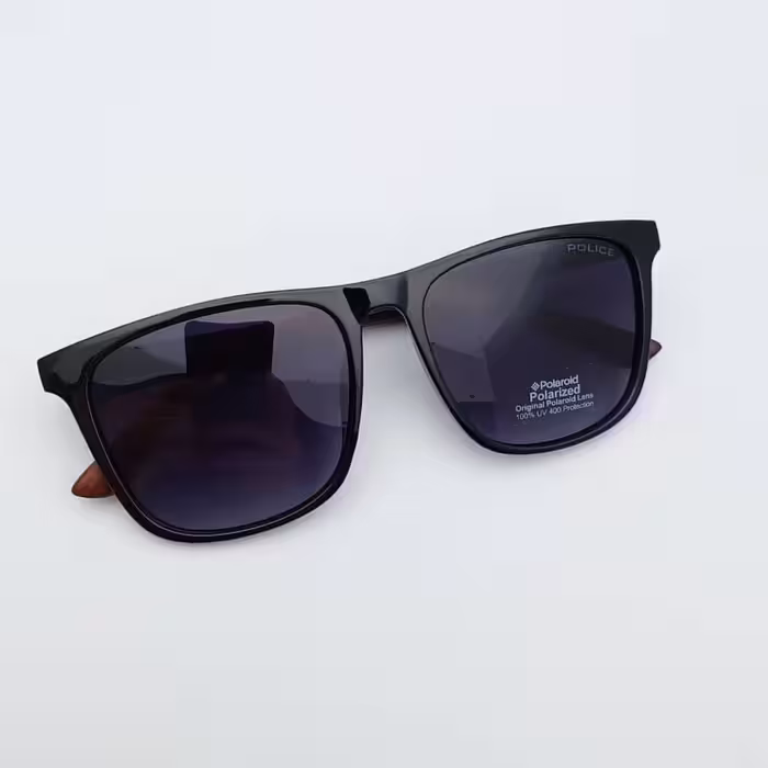 عینک آفتابی مردانه برند پلیس پلاریزه و یووی 400 رنگ مشکی براق ارسال رایگان 