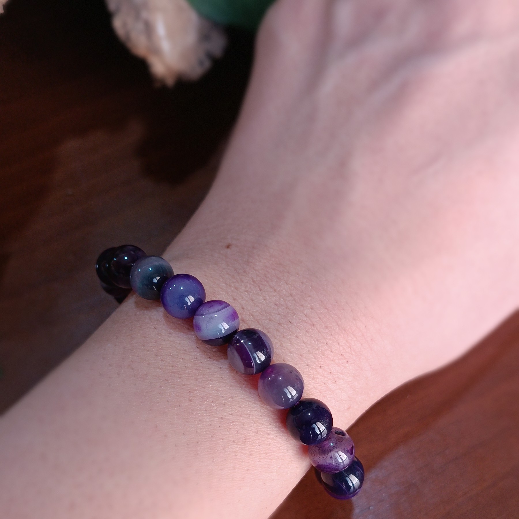  دستبند سنگ عقیق بنفش با کیفیت عالی و گره کشویی قابل تبدیل به بند کشی ،سنتتیک
