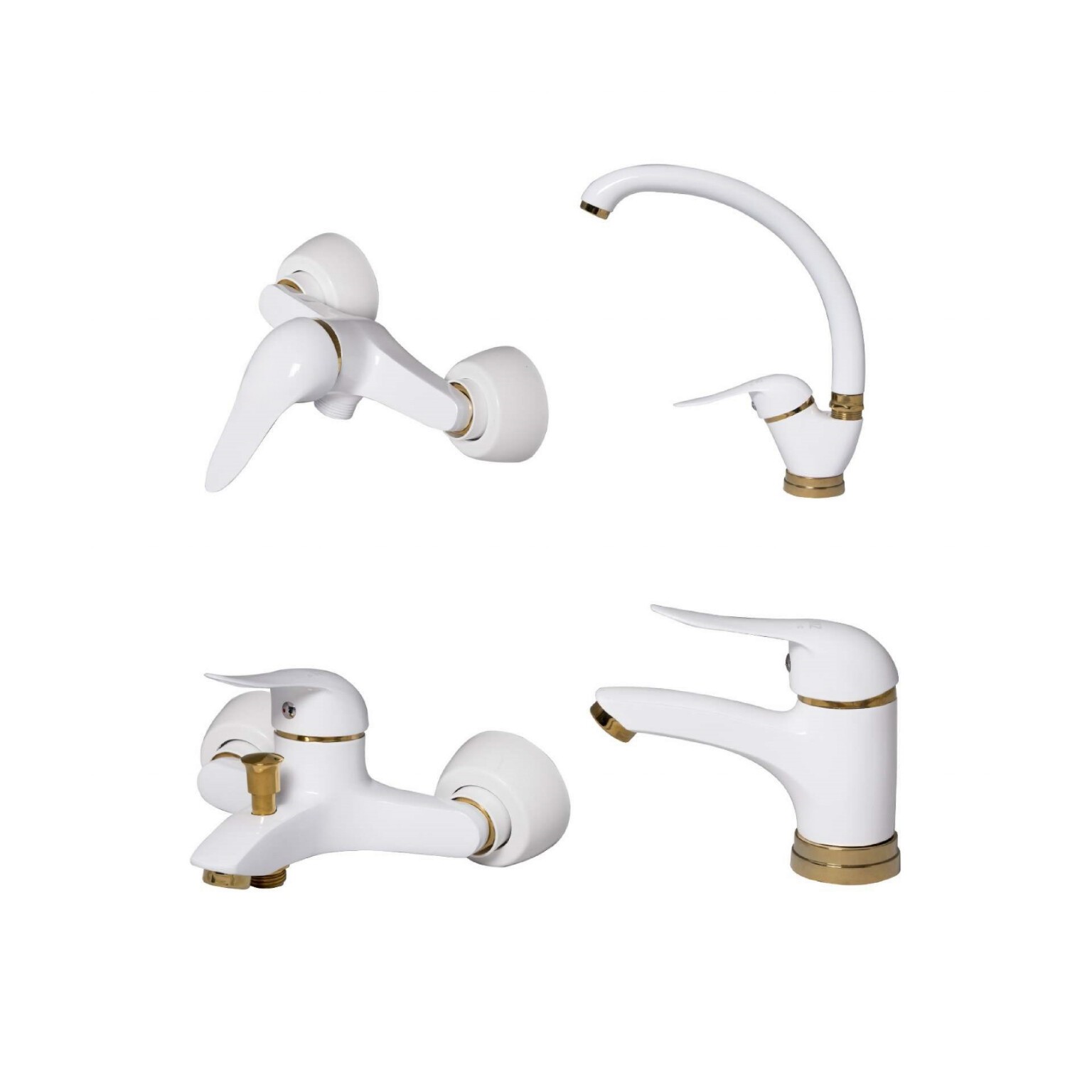 شیرآلات دسته اردکی سفید طلا ست 4 تیکه 