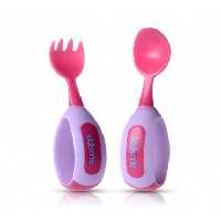 ست قاشق چنگال کودک نوپا کیدزمی بنفش Kidsme Toddler Spoon and Fork Set