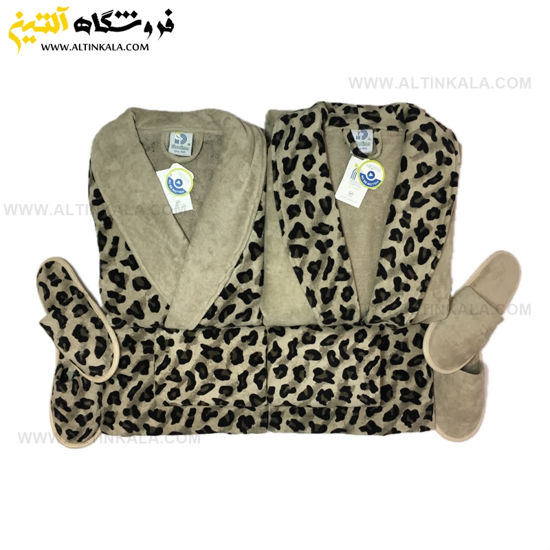 سرویس حوله عروس و داماد 10تکه طرح پلنگی خاکی پودایران