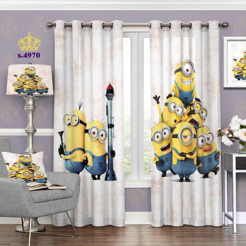 پرده پذیرایی دو قواره طرح مینیون ها کد S4970