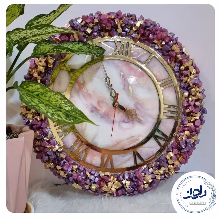 ساعت چوبی با روکش رزین لاکچری  (سایز 40 سانت)