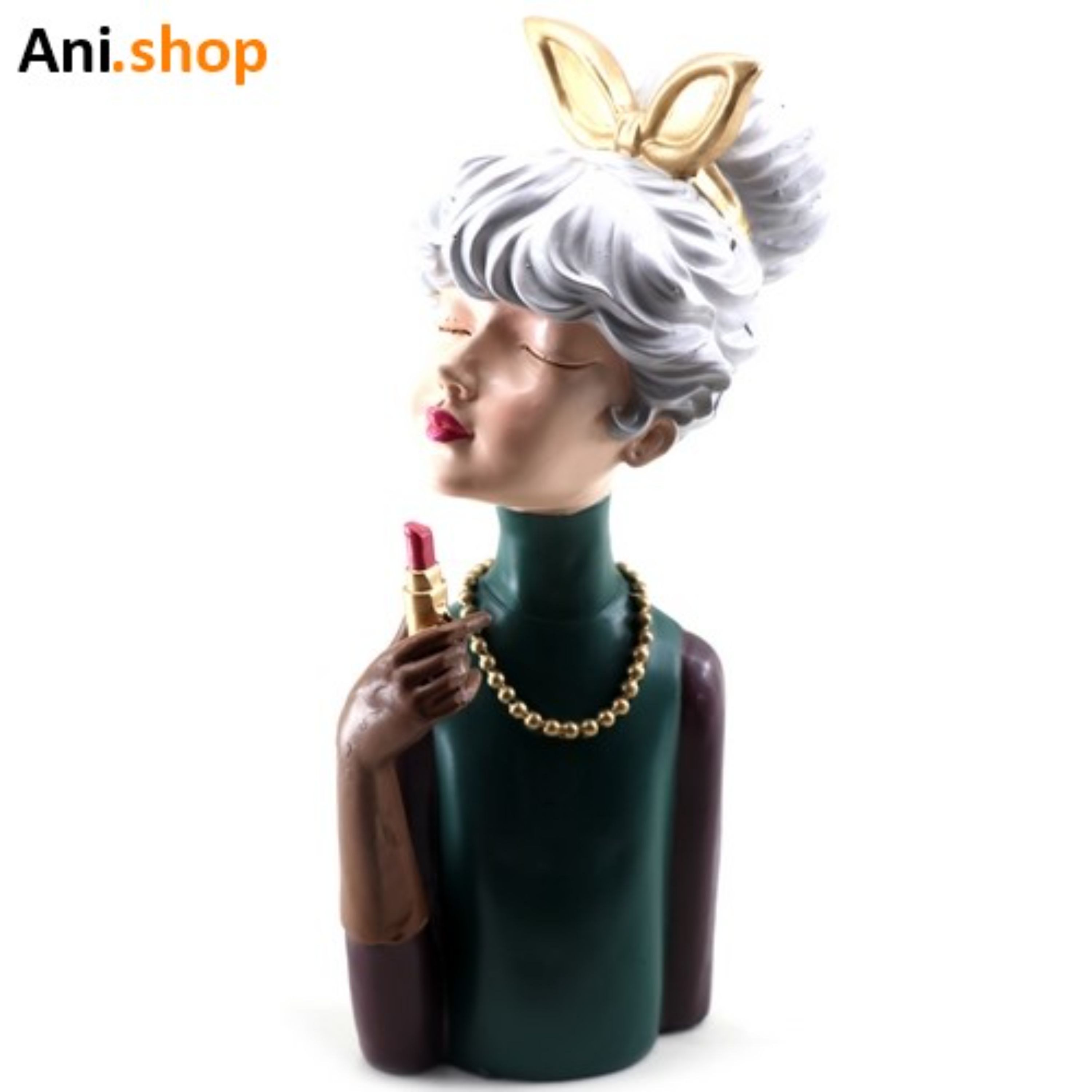 مجسمه نیم تنه دختر رژ لب به دست کد