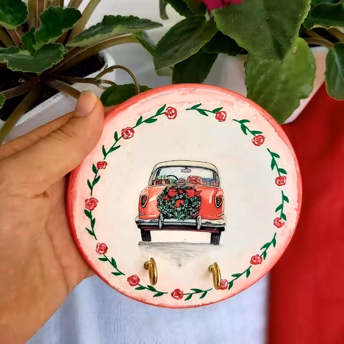 جاکلیدی ماشین،کارشده با دست،جنس سفال،قابل شستشو،قابل نصب کردن آسان