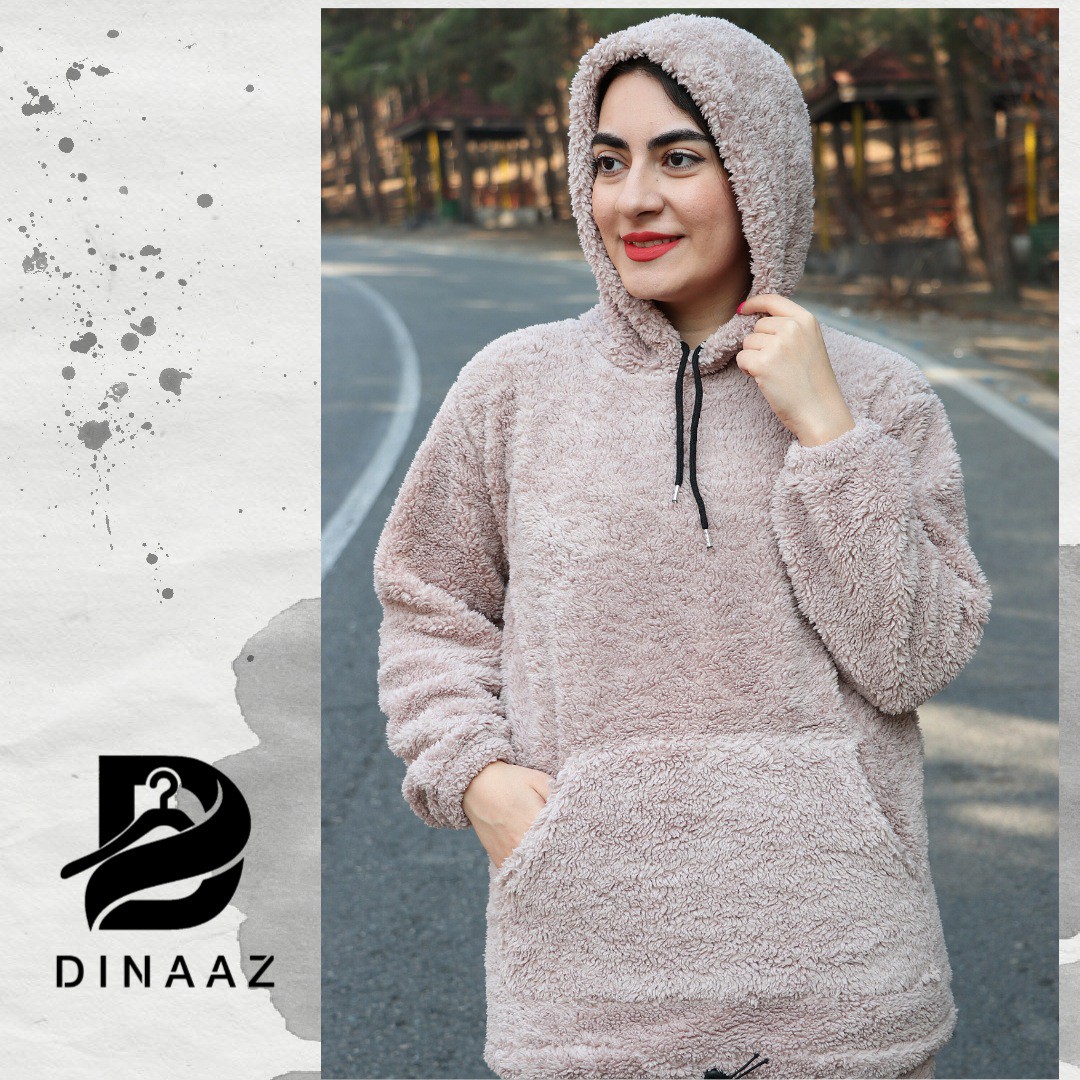 ست هودی شلوار تدی کلاهدار رنگ کرم قهوه ای ارسال رایگان 