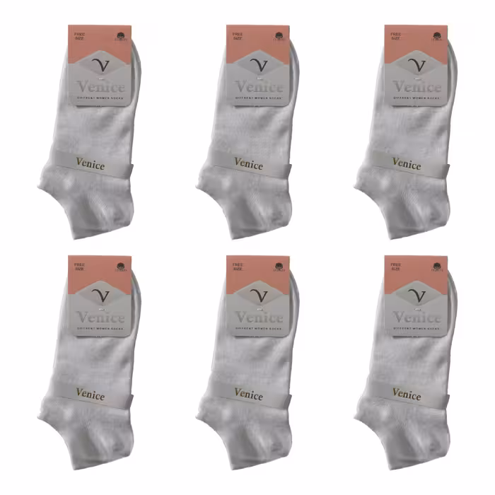 جوراب مچی ونیز نخی  کیفیت فوق العاده رنگ سفید بسته 6