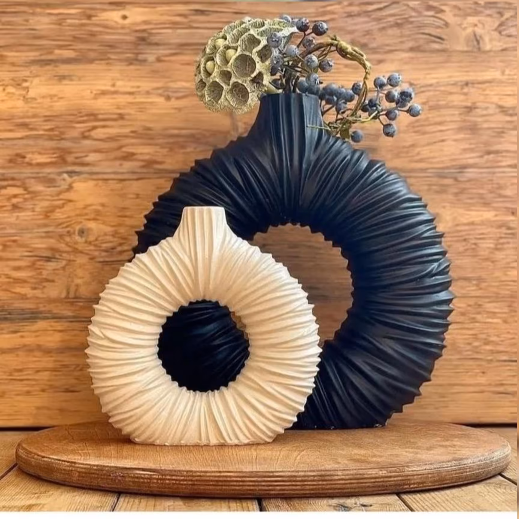 جفت گلدان رومیزی رینگی مدل چروک 