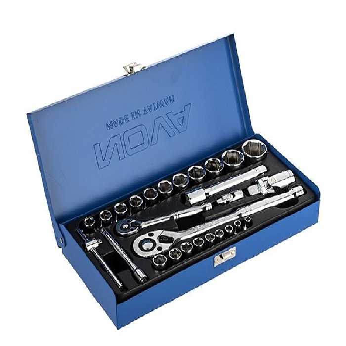 جعبه بکس  برند نووا مدل 7014 ( 27 پارچه درایو 1/2 و 1/4 ترکیبی)