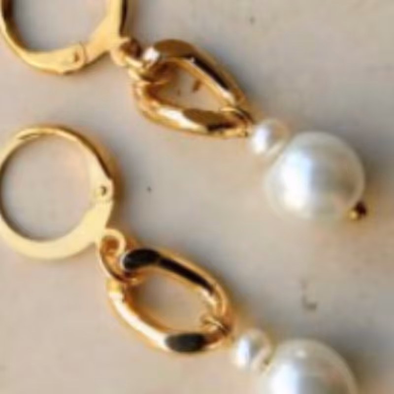 گوشواره  استیل و آلومینیوم و مروارید رنگ ثابت 