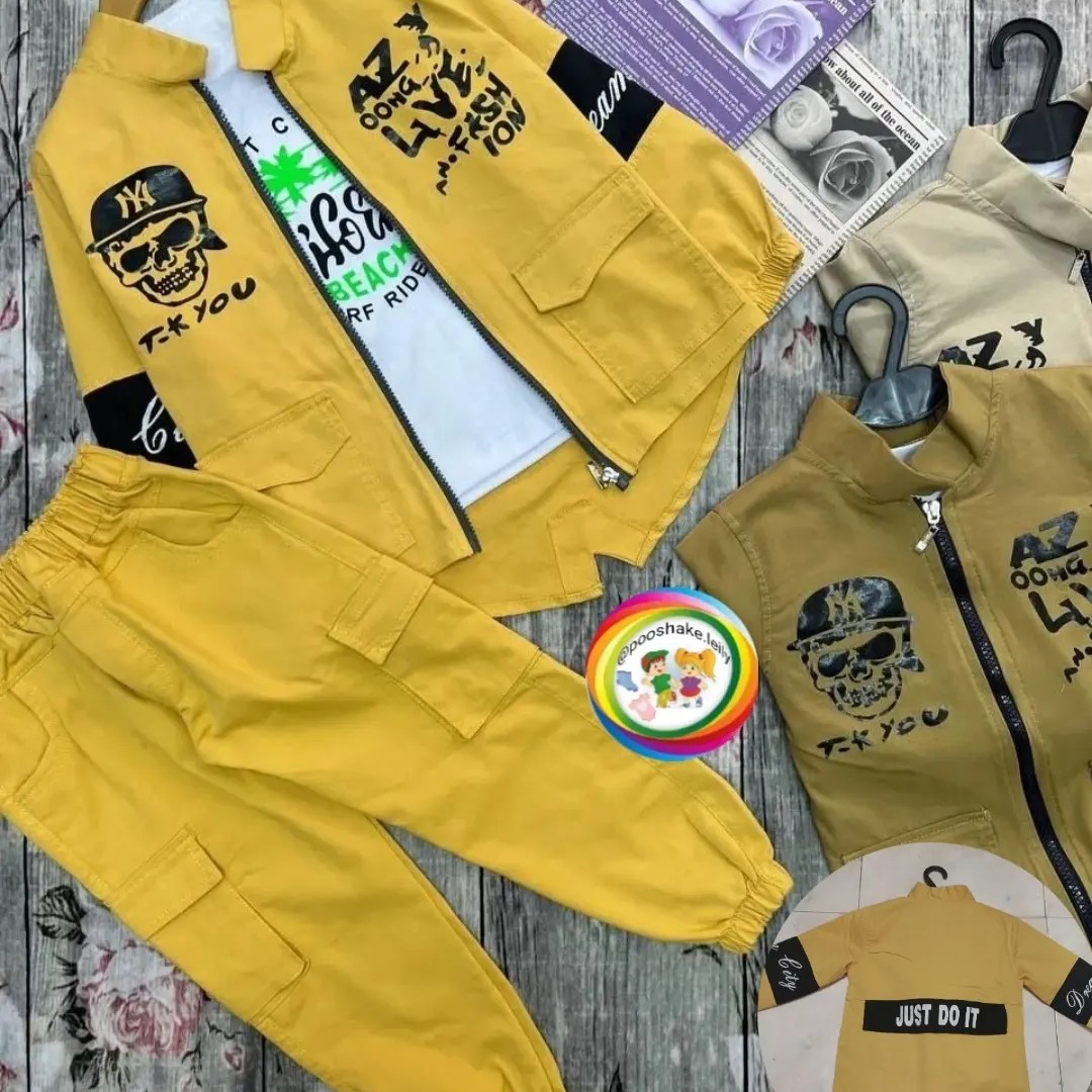 سه تیکه کتان اسپرت طرح اسکلت