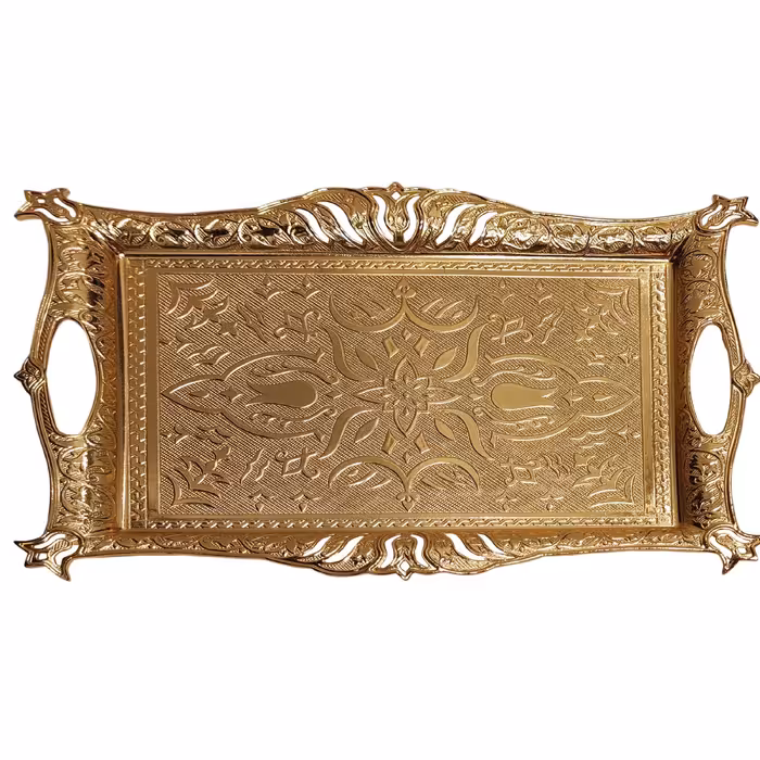 سینی استیل بزرگ طلایی