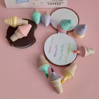 مینی هایلایتر بستنی قیفی برای علامت زدن مطالب مهم  فقط رنگ زرد و صورتی