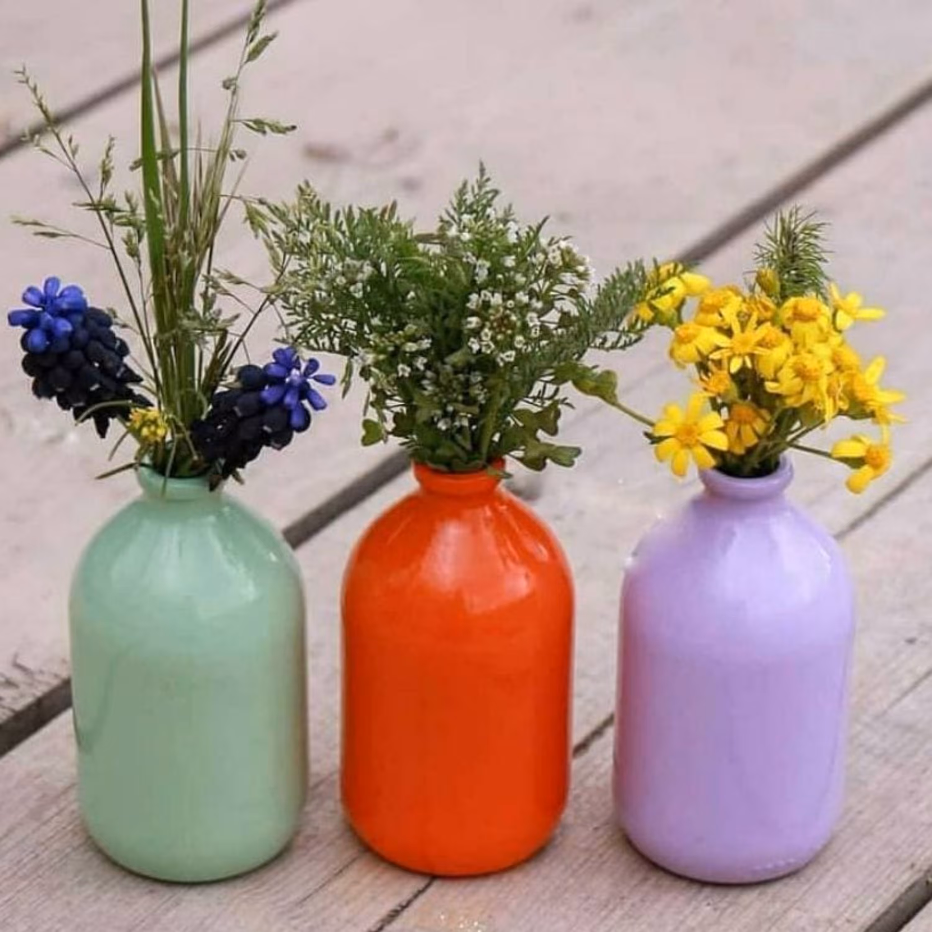 پک 10 عددی گلدان شیشه ای کوچک تزیینی و رنگی (پک 10 رنگ)