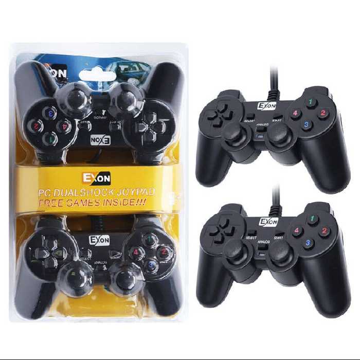 دسته بازی  کامپیوتر دوبل شوکدار سیمی Exon UC-JS704S2