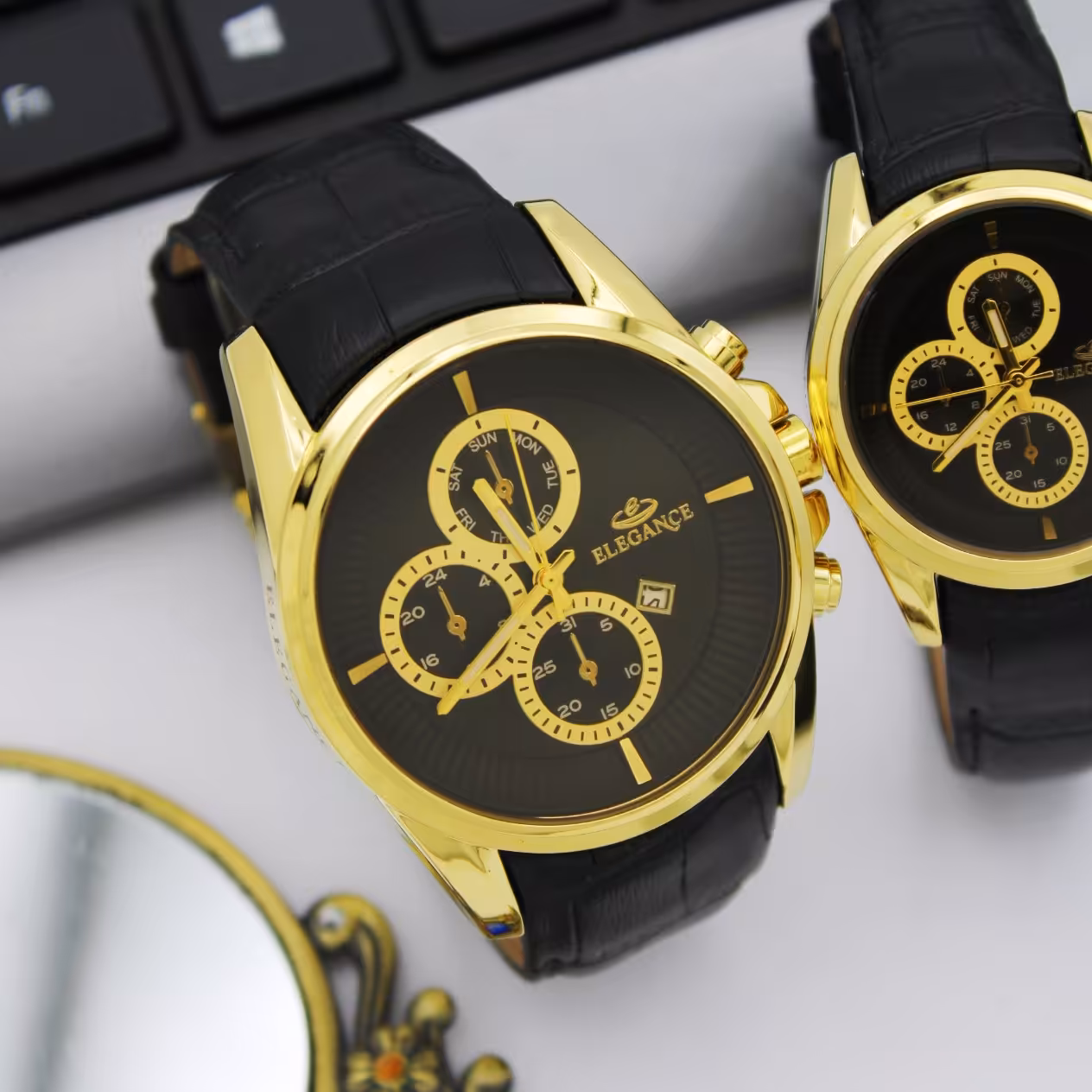 ساعت مچی ست زنانه و مردانه ـ 3 عقربه فعال فول تایم ـ  الگانس مدل803 