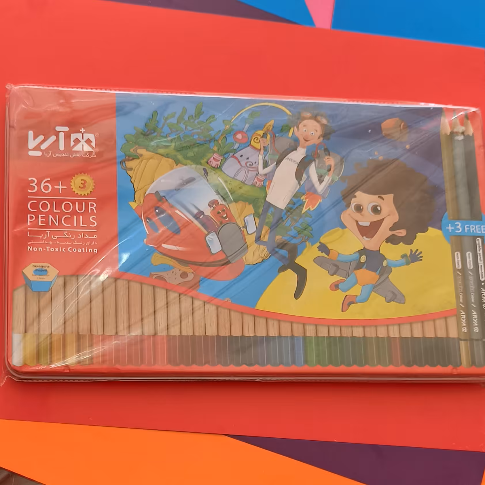 مداد 36 رنگ آریا جعبه فلزی 