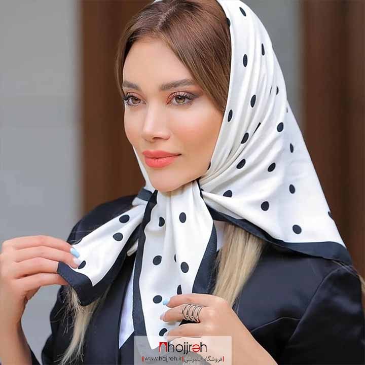 اطلاعات ، قیمت و خرید روسری مینی اسکارف نخی توپ توپی سفید مشکی کد RO201