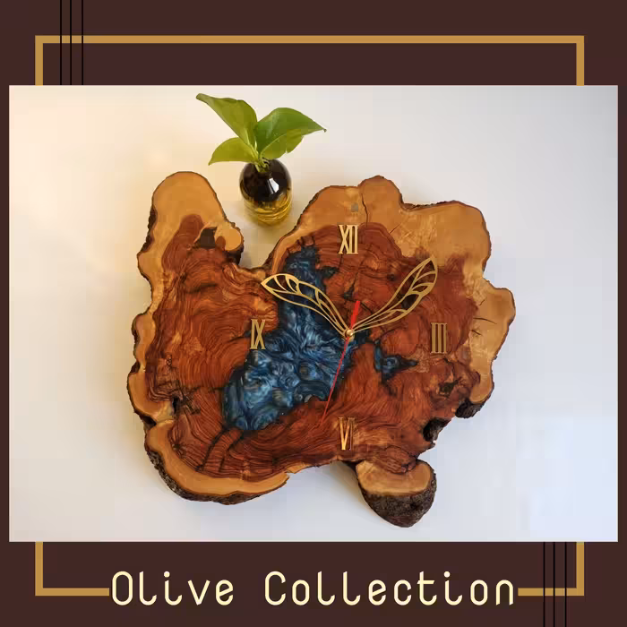ساعت دیواری  چوب و رزین  ابعاد 32در38  کد ZL 2