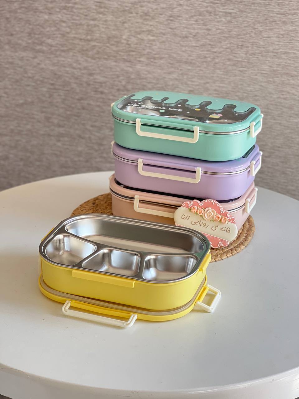 ظرف غذا داخل استیل چهار قسمتی طرح کیک بستنی کد 3141