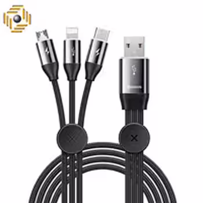 کابل تبدیل USB به USB-C/microUSB/لایتنینگ باسئوس مدل CAMLT-FX01 طول 1 متر