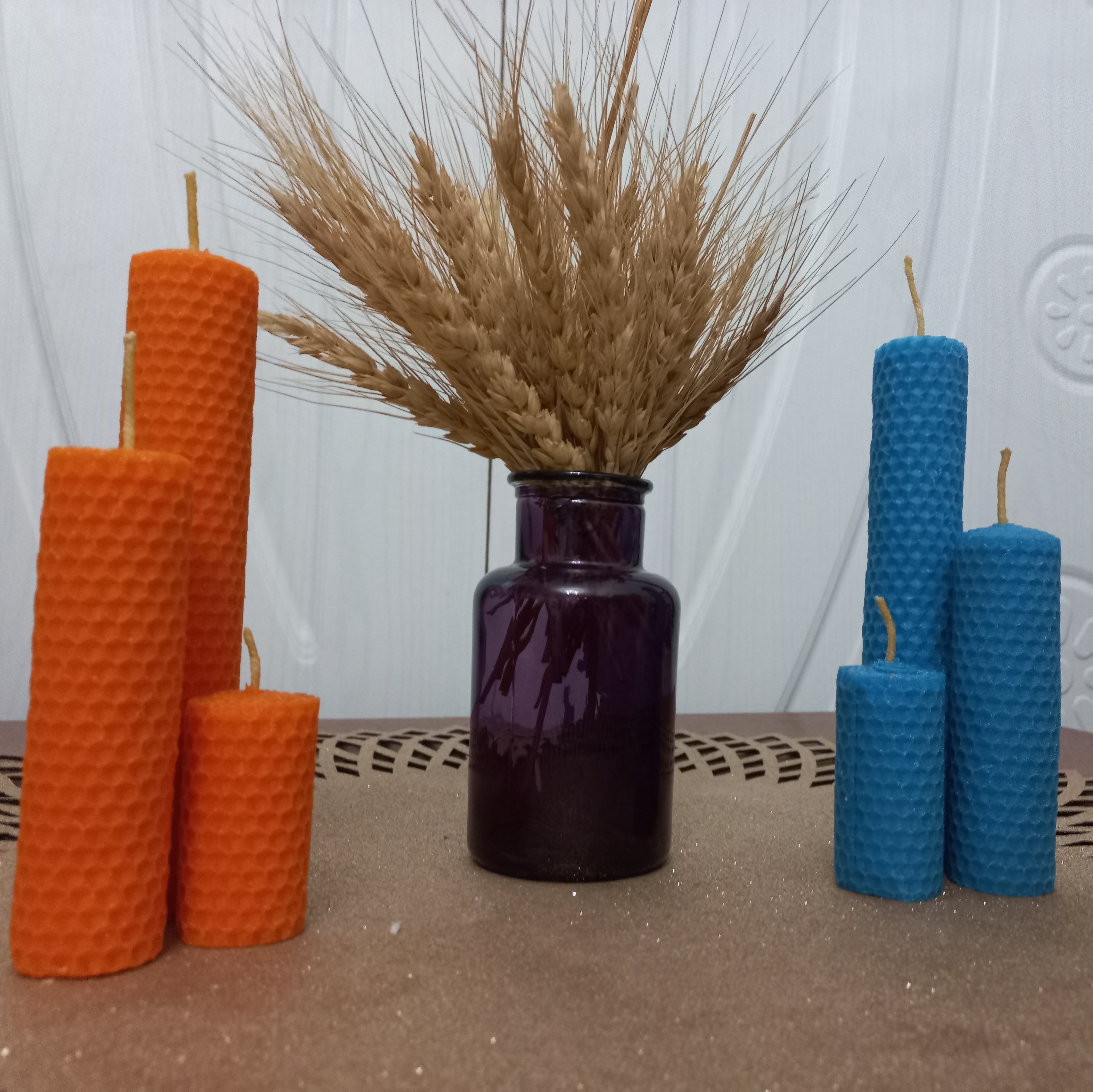 پک 3عددی شمع موم عسلی دررنگ بندی مختلف