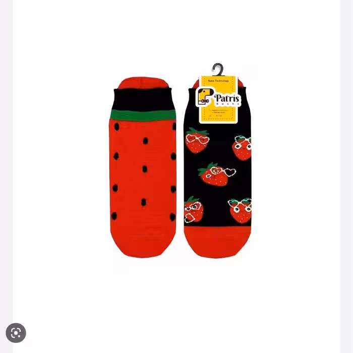 جوراب مچی صاف تابه تا طرح توت فرنگی برند پاتریس