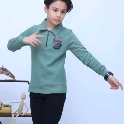 بلوز پسرانه یقه دار زیپ خور