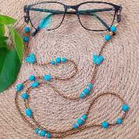 بند عینک پروانه فیروزه ای دخترانه(دستساز)