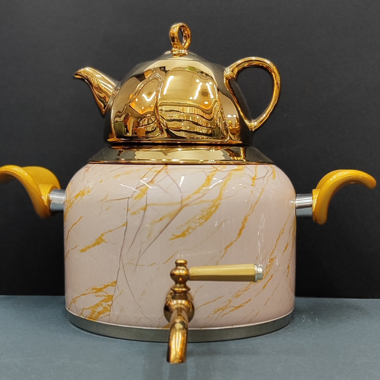 کتری  قوری استیل طرح سنگی(اس لوکس)