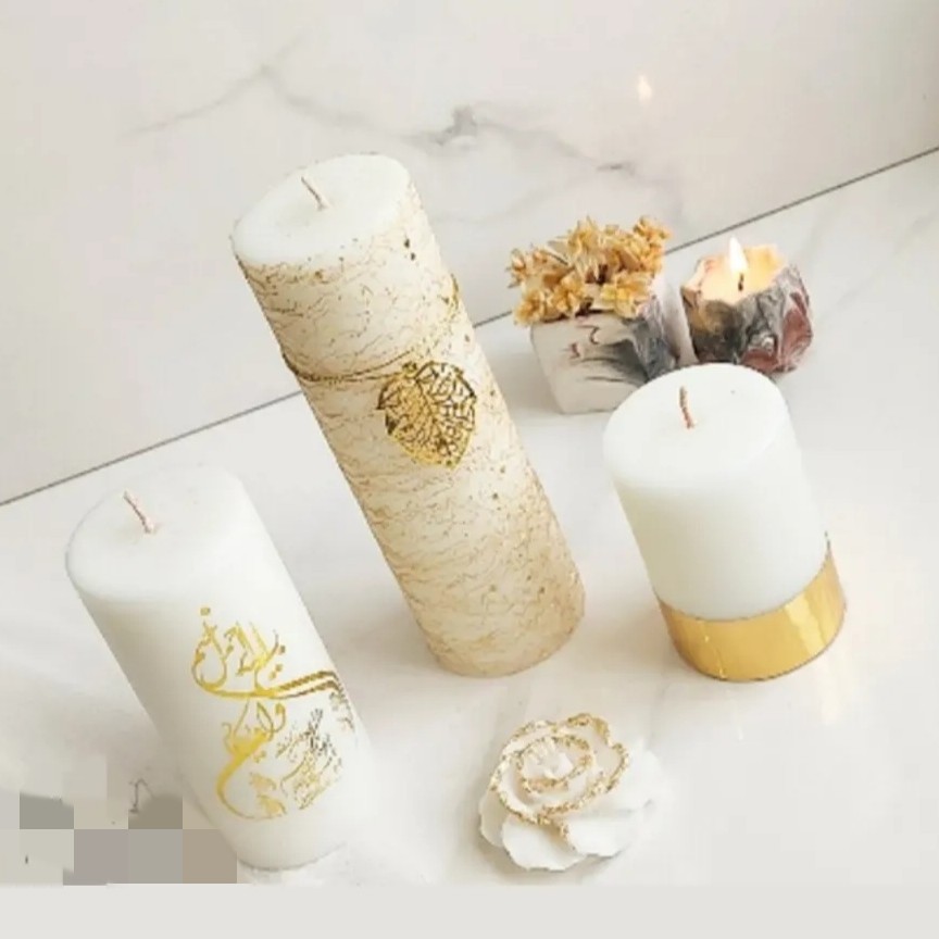 شمع 4عددی  استوانه طلایی