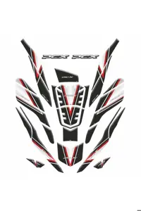 محافظ باک و برچسب قرمز PAD TANK HONDA PCX FULL SET سفید 2021 2024 Genel Markalar