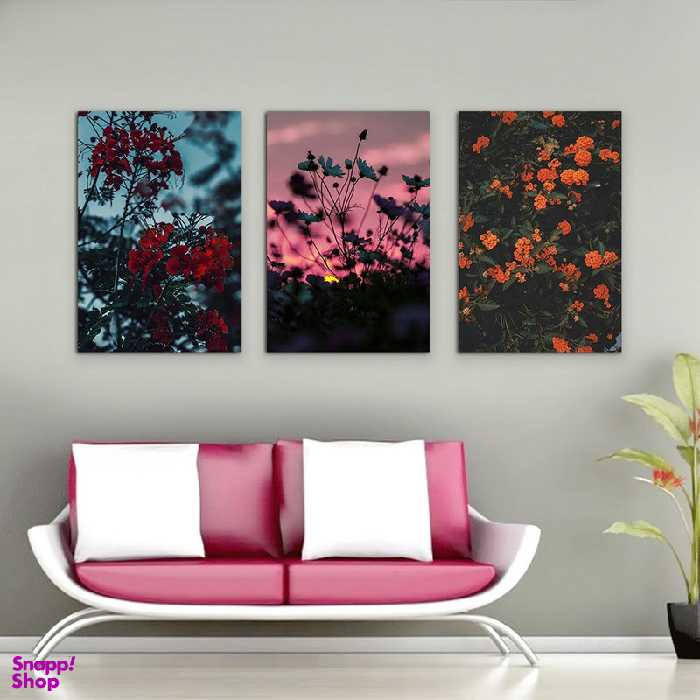 تابلو شاسی بکلیت طرح گل رنگی مدل SH-983 مجموعه 3 عددی