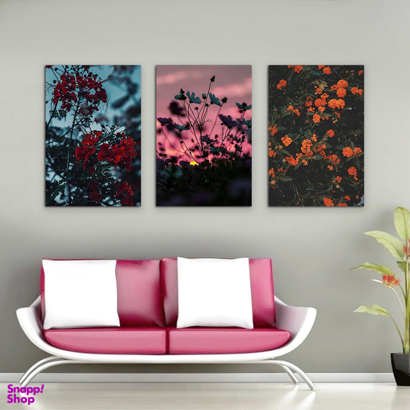 تابلو شاسی بکلیت طرح گل رنگی مدل SH-983 مجموعه 3 عددی