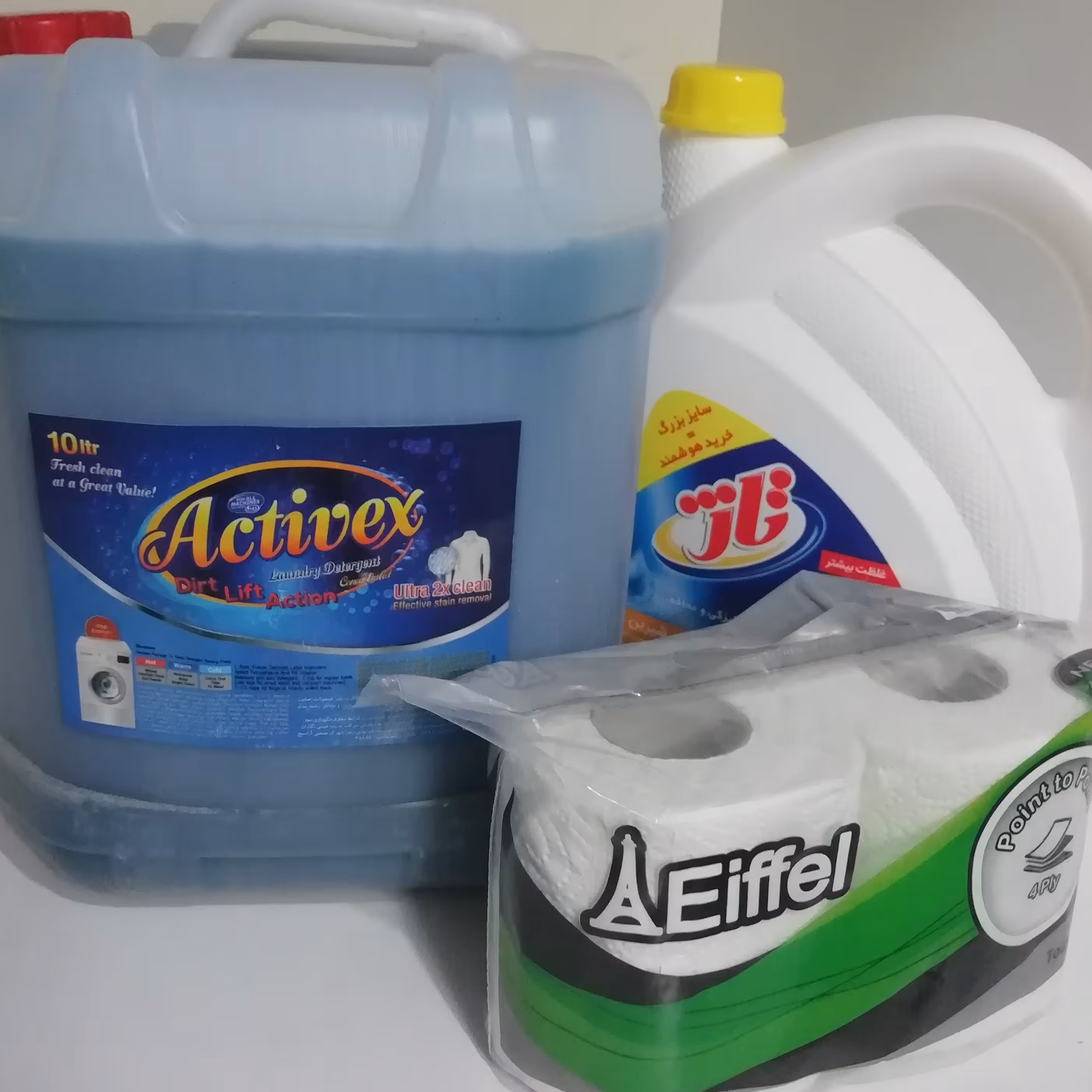 ی پک سه تایی (مایع لباسشویی، مایع ظرفشویی ودستمال توالت)