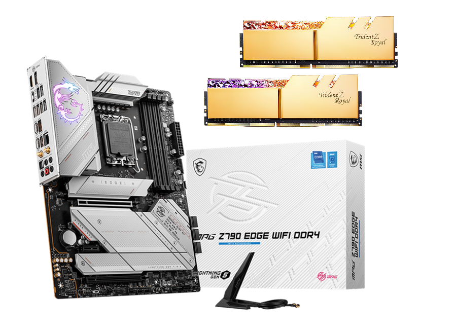 مادربرد ام اس آی مدل MPG Z790 EDGE WIFI DDR4 باندل با رم جی اسکیل Trident Z Royal DDR4 16GB 3600MHz Ram