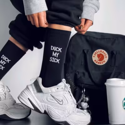 جوراب ساقدار Duck my sick مشکی نخ پنبه فری سایز