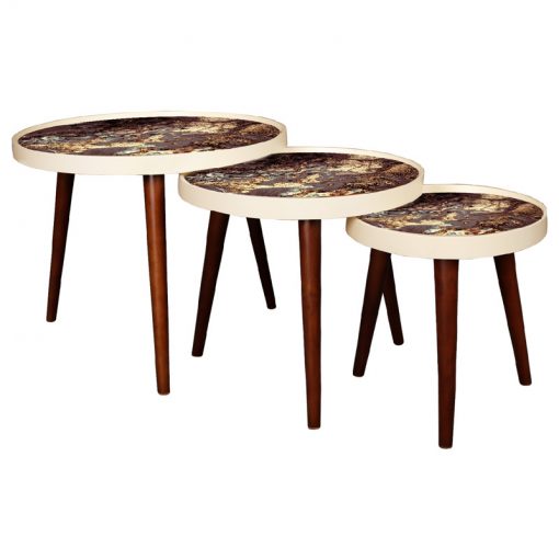 میز عسلی سه تکه مدل ALMA کد MARBLE-731