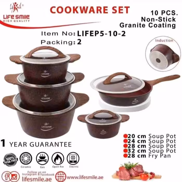 سرویس پخت پز10 پارچه لایف اسمایل مدل LIFEP5-10-2 رنگ سبز