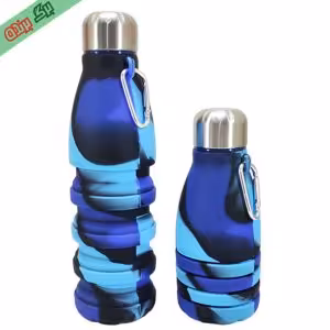 قمقمه مدل سیلیکونی تاشو درب استیل گنجایش 550 میلی لیتر