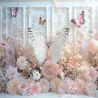 بک دراپ عکاسی با گل و پروانه | گرافیک با طعم تربچه