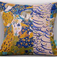 کاور کوسن مخمل 40x40 طرح بوستان باخط آرت مان