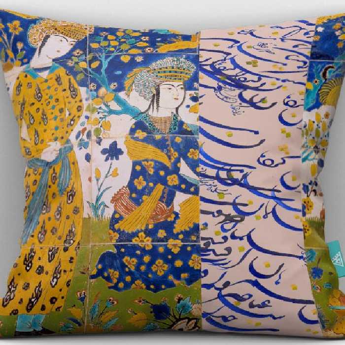 کاور کوسن مخمل 40x40 طرح بوستان باخط آرت مان
