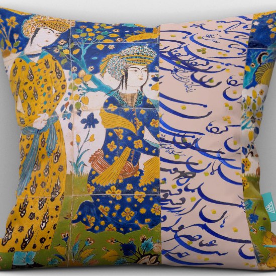 کاور کوسن مخمل 40x40 طرح بوستان باخط آرت مان