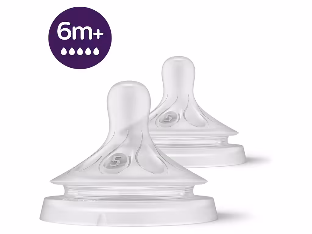 سر شیشه شیر نوزادی دو عددی بالای 6 ماه جریان 5 قطره مدل natural response اونت Avent (سری جدید)