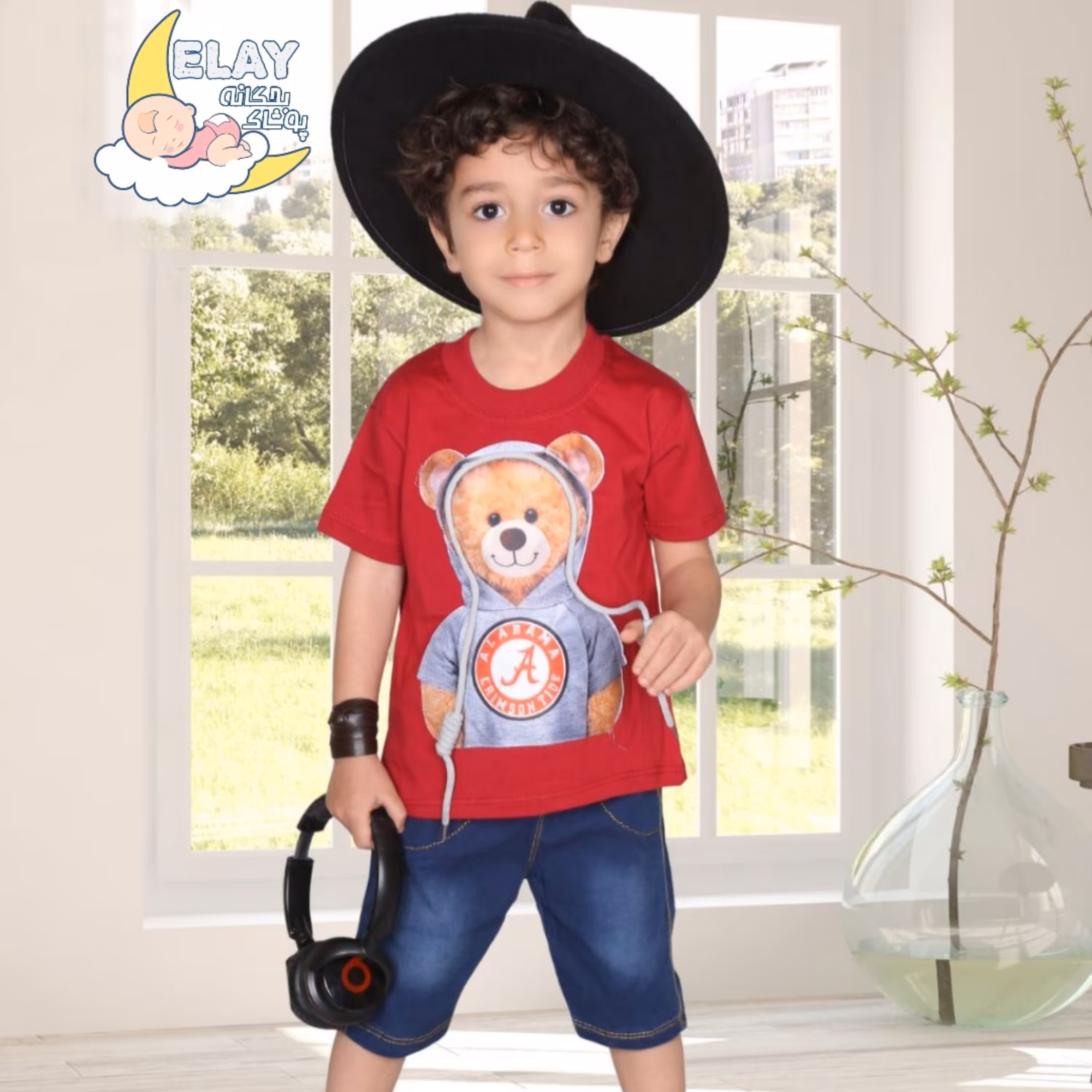 بلوز شلوارک تدی بند دار پسرانه