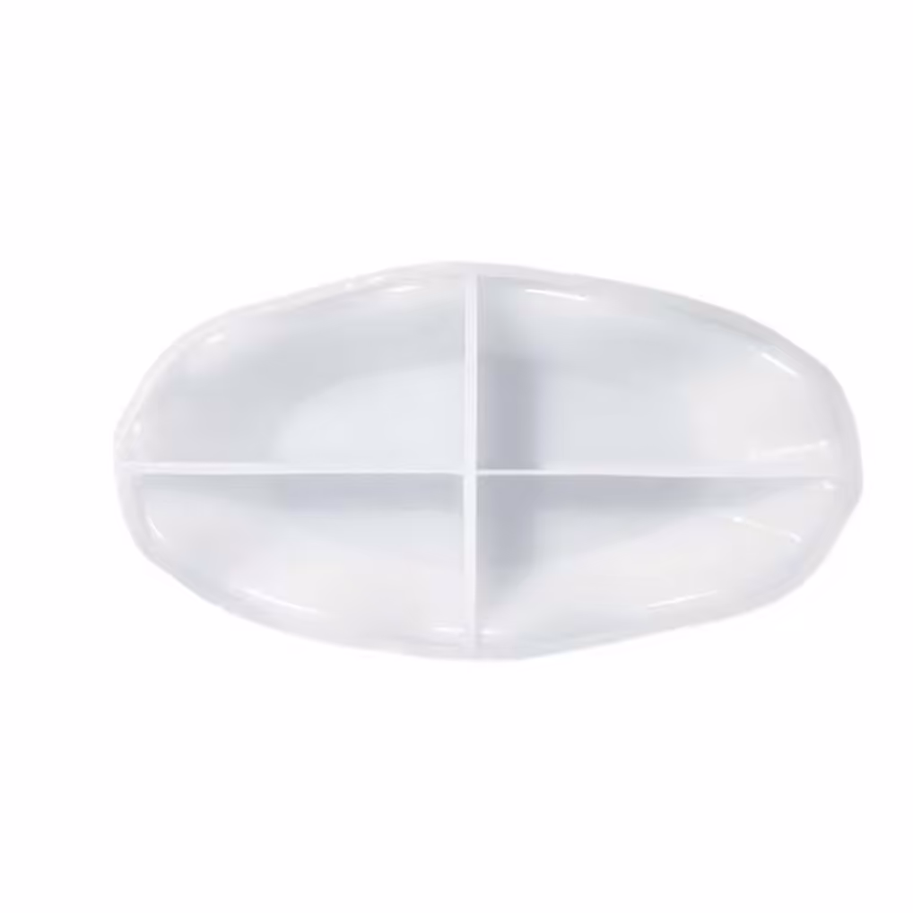 قالب سیلیکونی وارداتی ظرف بیضی لبه دار دفرمه  مناسب ساخت ظروف با رزین و پودر سنگ متا 