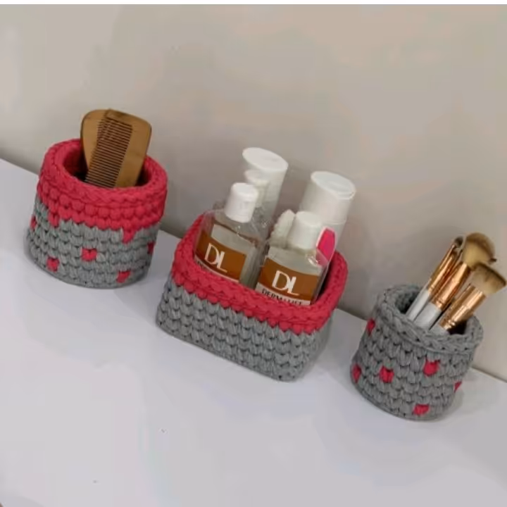 ست سبد تریکو نظم دهنده وسایل ارایشی