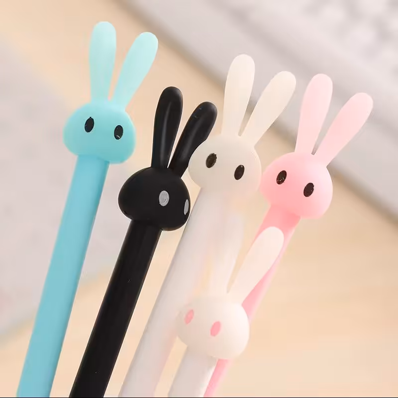 روان نویس  خرگوشی کیوت با جوهر ژله ای مشکی در 4 رنگ بدنه و سر قلم 0.5